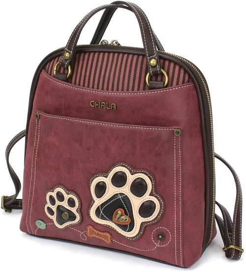 Chala Paw Print Convertible Backpack - front view
