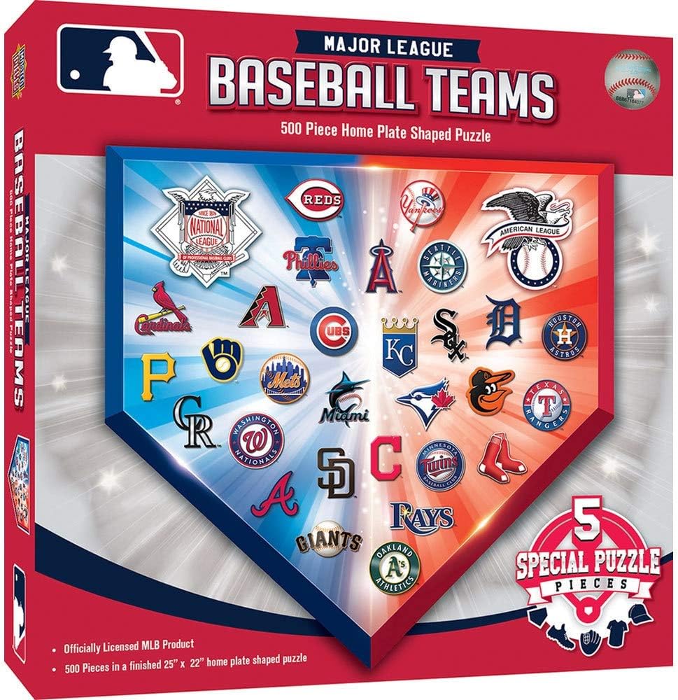 MLB Team Logos 500pc home plate shaped puzzle box