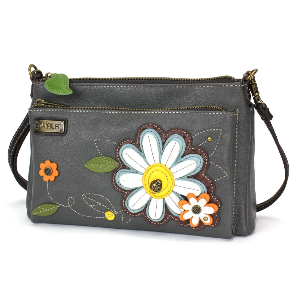 Chala Daisy Deluxe Crossbody Bag - front view in gray